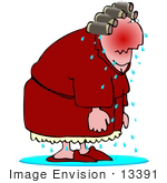 #13391 Sweaty Woman With Hot Flashes Clipart by DJArt