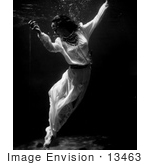 #13463 Picture of a Fashion Model Wearing a Dress Submerged Under Water by JVPD