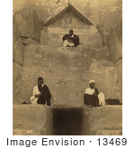 #13469 Picture Of Egyptian Men At The Entrance Of The Great Pyramid Of Giza