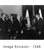 #1348 Stock Photo of John F Kennedy Receiving a Mariner 2 Model, 1961 by JVPD