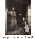 #13490 Picture of Two Children Talking to a Blacksmith by JVPD