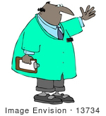 #13734 African American Doctor Man In A Green Jacket Clipart