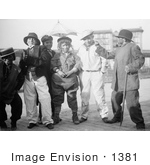 #1381 Photo of a Group of Children, Thanksgiving Maskers, Standing in Costumes by JVPD