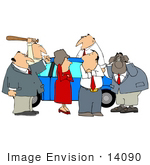 #14090 Business People Standing By And Beating Up A Broken Down Jalopy Lemon Car With A Bat Clipart