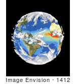 #1412 Photo Of A Satellite Image Of Earth With Clouds