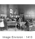 #1413 Photo Of African American School Children Learning About Thanksgiving In Class