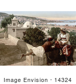 #14324 Picture Of A Moorish Child And Woman On A Terrace Algeria