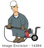 #14384 Middle Aged Caucasian Pressure Washer Man Clipart
