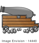 #14440 War Cannon With Cannon Balls Clipart