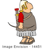 #14451 Archer Roman Soldier With A Bow And Arrow Clipart