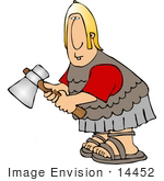 #14452 Roman Soldier Holding An Axe Clipart