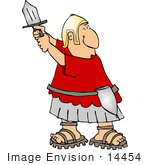 #14454 Roman Solder Preparing To Strike With A Sword Clipart