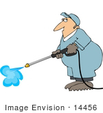 #14456 Middle Aged Caucasian Man Pressure Washing Clipart