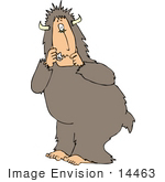 #14463 Scared Bigfoot Sasquatch Clipart