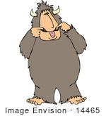 #14465 Bigfoot Sasquatch Sticking Its Tongue Out Clipart