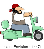 #14471 Biker Man Riding A Vespa Clipart