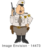 #14473 Copper Policeman Police Officer Cop Using A Walkie Talkie Clipart