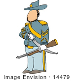 #14479 Civil War Calvary Officer Soldier With A Sword And Rifle Clipart