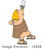 #14528 Warrior Celebrating By Doing A War Dance With A Sword Clipart