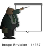 #14537 Middle Aged Caucasian Business Man At A Blank Screen During A Slideshow Presentation Clipart