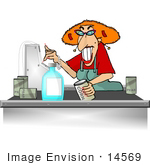 #14569 Middle Aged Caucasian Cashier At A Grocery Store Clipart