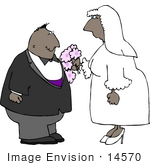 #14570 Middle Aged African American Couple Getting Hitched Clipart