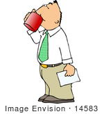 #14583 Middle Aged Caucasian Business Man Drinking Coffee From A Mug Clipart