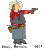 #14607 Cowboy Man Shooting A Pistil Clipart