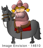 #14610 Cowgirl In Pink Riding A Horse Clipart