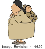 #14629 Native American Indian Mother Woman With Her Baby Papoose Clipart