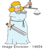 #14654 Lady Justice Blindfolded Woman Holding A Sword And Scales Clipart