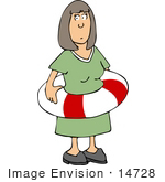 #14728 Woman Wearing A Life Saver Preserver Clipart