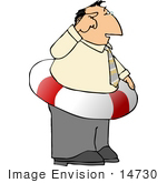 #14730 Business Man Wearing A Life Saver Clipart