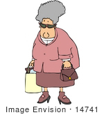 #14741 Senior Caucasian Woman With A Shopping Bag Clipart