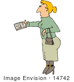 #14742 Woman Holding Money Out In Front Of Her Clipart