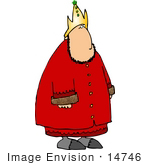 #14746 Chubby King In A Crown And Red Robe Clipart
