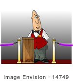 #14749 Movie Ticket Taker Usher Man At A Kiosk In A Movie Theater Clipart