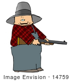 #14759 Caucasian Farmer Cowboy Man Holding A Rifle Clipart