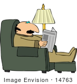 #14763 Man In His Pajamas Reading A Newspaper While Sitting In A Chair Clipart