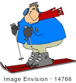 #14766 Caucasian Man Skiing Clipart