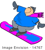 #14767 Caucasian Man Snowboarding Clipart