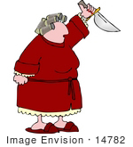 #14782 Angry Woman On Pms Holding A Knife Clipart