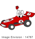 #14787 Tooth Driving A Racecar Clipart