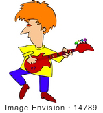 #14789 Red Haired Man Playing A Guitar Clipart