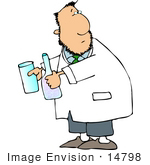#14798 Caucasian Scientist Man Holding His Elixer Clipart