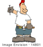 #14801 Man With A Nail And Hammer Clipart