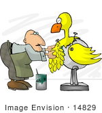 #14829 Cacuasian Taxidermist Man Working On A Bird Clipart