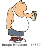 #14850 Tattooed Man Drinking Beer Clipart