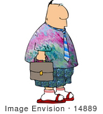 #14889 Business Man On Dress Down Friday Wearing Tye Dye Clipart