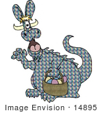 #14895 Dragon Dressed As The Easter Bunny Clipart
